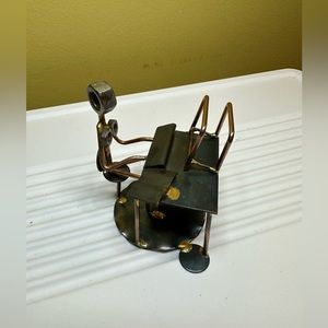 Vintage Rock Creek Metal  Craft Woman Sitting At Desk